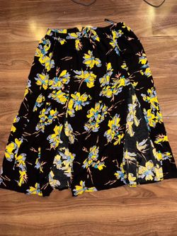 Topshop Black midi skirt with yellow and blue floral print