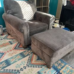 Large Comfy Brown Chair and Ottoman