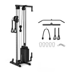 Mikolo Cable Crossover Machine, Lat Pull Down Machine with 210LBS Weight Stack, Wall Mounted Pulley Tower with 33 Positions Dual Pulley System, Lat Pu