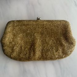 Vintage Gold Beaded Clutch 