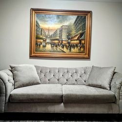  Couch, Light Grey, American Furniture(Free Delivery)