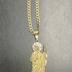 St Jude Pendant W/necklace 14kt