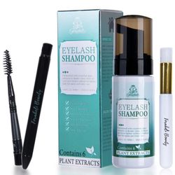 Eyelash Extension Shampoo Foam Cleanser & Brush + Mascara Wand
