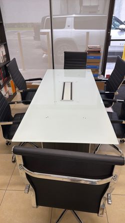 Glass Top Conference Table with Cable Management