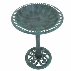 Patio Home Garden 28" Bird Bath Outdoor Antique Vintage Decor Weather-resistant - Green