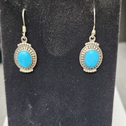 Genuine Sleeping Beauty Turquoise Earrings 