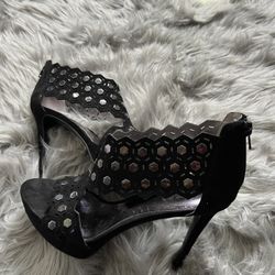 Size 8 Silver & Black Heels