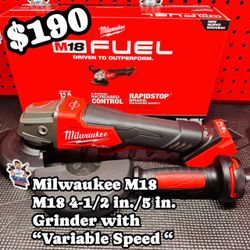 Milwaukee M18 FUEL 18V 4-1/2 in./5 in. Grinder with Variable Speed & Paddle Switch