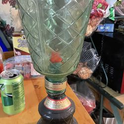 Vintage Green Crackle Glass Italian Wine Candle Lamp