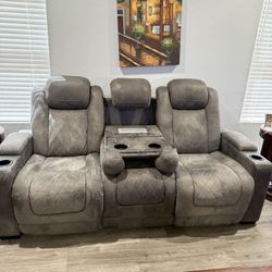 Grey  Reclining Couch Set 