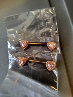 Heart diamond 14g nipple rings