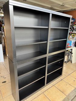 73" Tall Double Wide Bookshelf, 63" W Book Shelf and Bookcase, Black