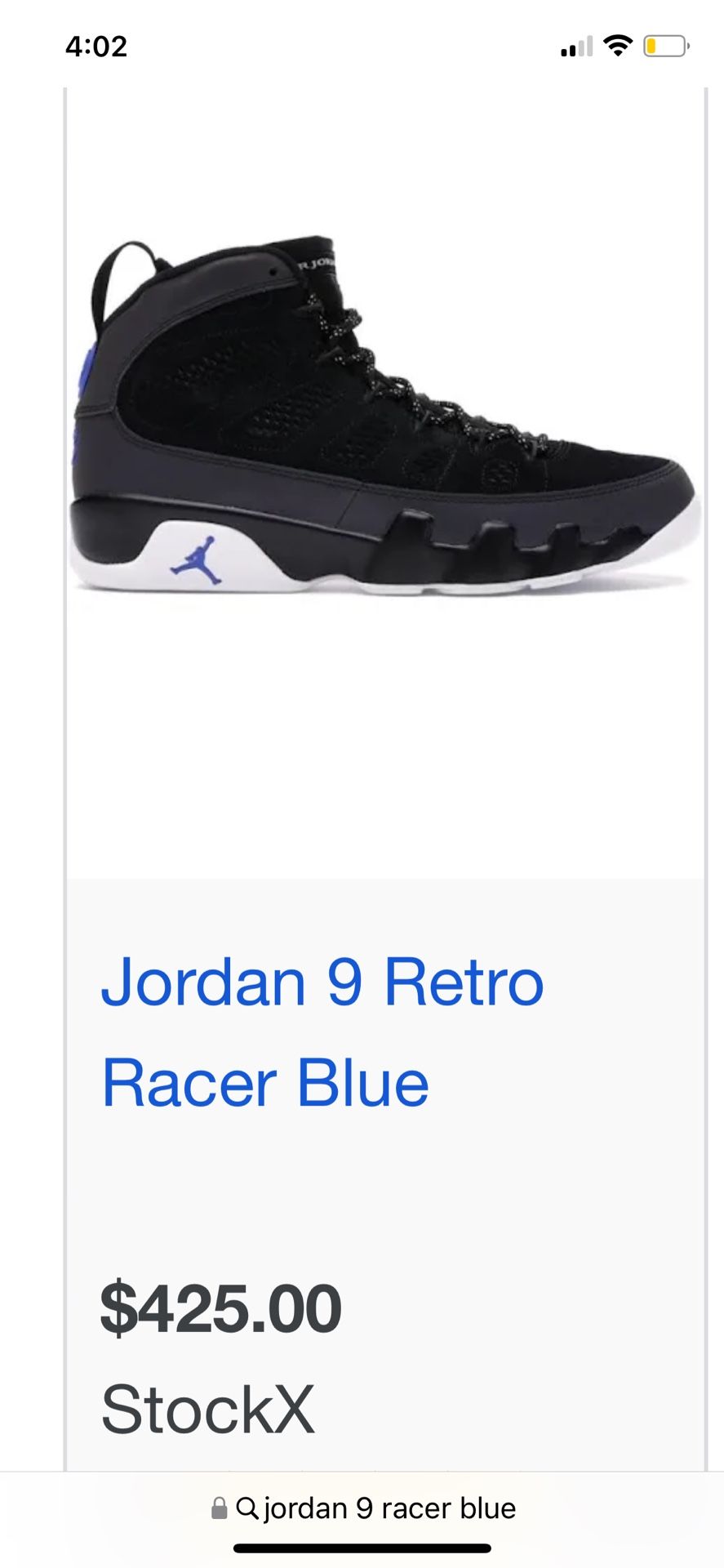 Jordan Retro 9 Racer Blue