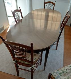 French Country Wheat Back Dining Room Chairs With Rush Seats & Spindle Backs & 94" Dining Table