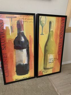 Cabernet/Chardonnay (2) Prints; 19. 1/2” w x 39 1/2”