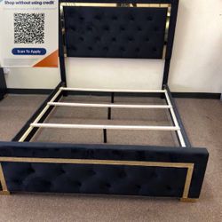 Black And Gold Queen Size Bed Frame 