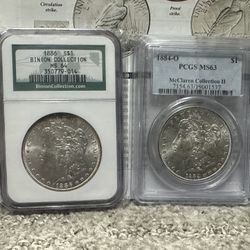 1886 $1 Morgan BINION COLLECTION NGC MS64 & 1884-O  $1 Morgan PCGS MS63 McClaren Collection II 🔥🔥 OPEN TO TRADES 🔥🔥