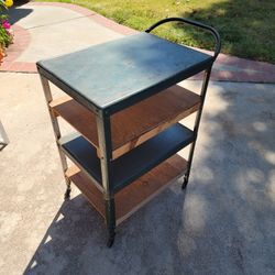 Metal And Wood Rolling Cart