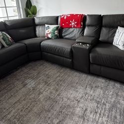 Gray Micro Large Two-arm Manuel Reclining Sectional
