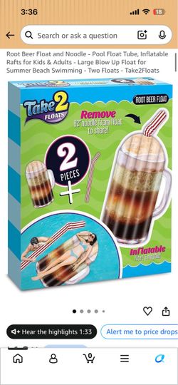 Take2Floats Root Beer Float Inflatable Pool Float Set