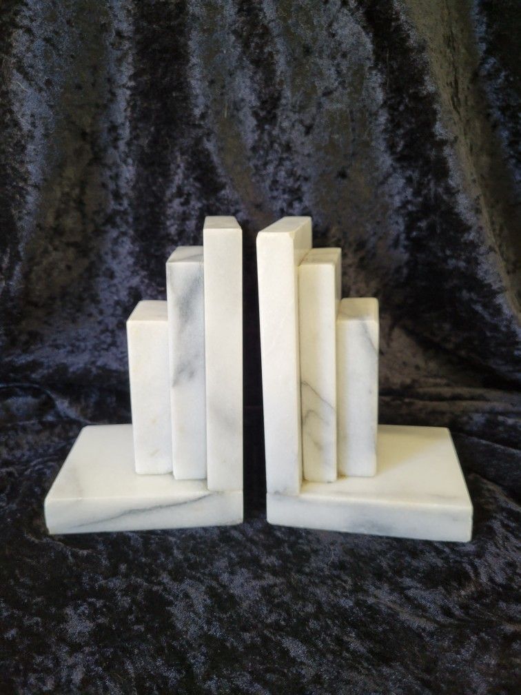 Vintage Solid Marble Bookends