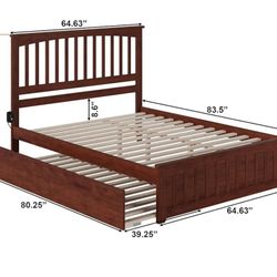 Queen Size Bed Frame With Twin XL Trundle 