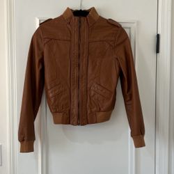 Small Faux Leather Bomber Jacket 