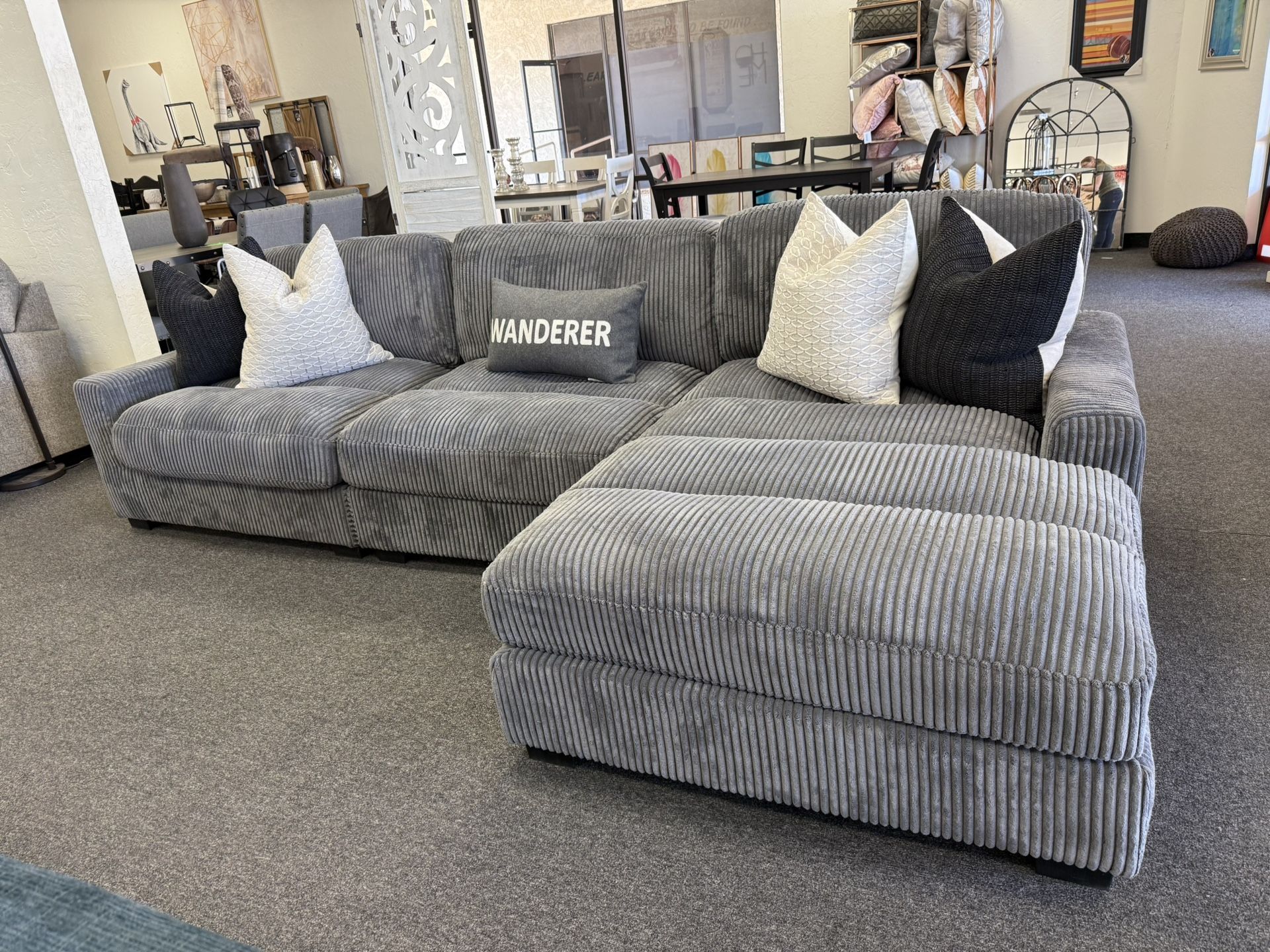 Grey Sectional With Large Chaise