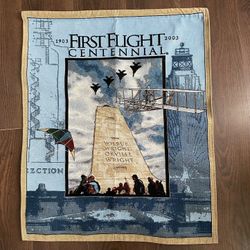 Vintage & Rare 1903 FIRST FLIGHT 2003 CENTENNIAL Tapestry Wall Art Hanging 26x32”
