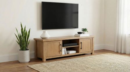 Beasley Golden Oak 2-Door 71-Inch Wood TV Stand Media Console