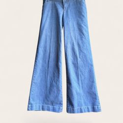 Anne Klein Light Blue Flared Wide-Leg Jeans