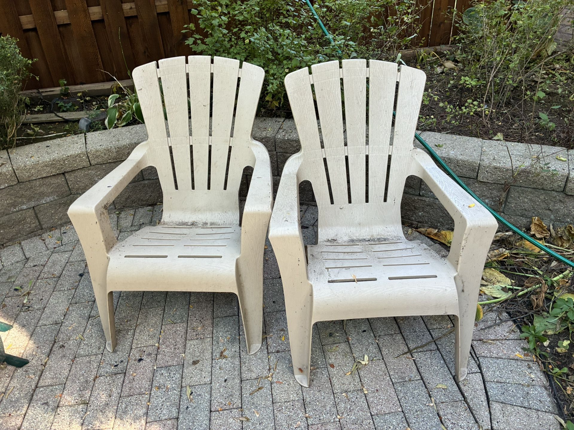 Adirondack Style Plastic Outdoor Chairs - Set of 2