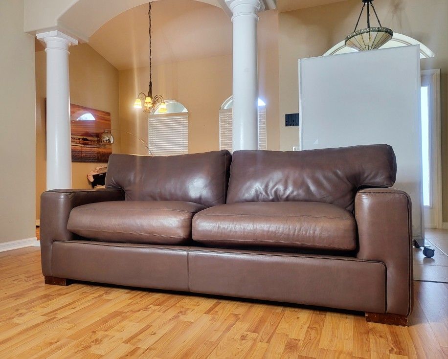 Brown Real Leather Sofa Couch - FREE DELIVERY - $649 🛋 🚚