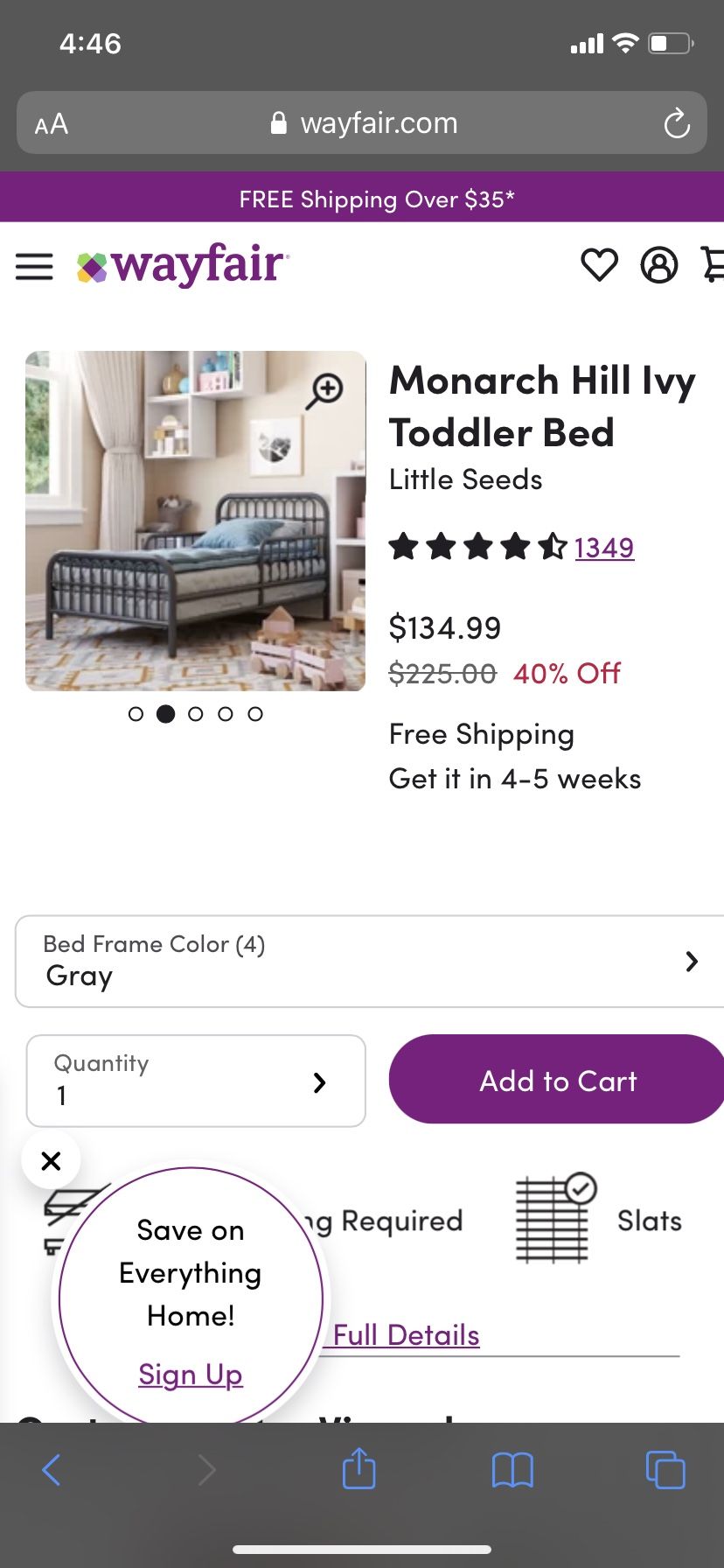 Metal Toddler Bed Frame