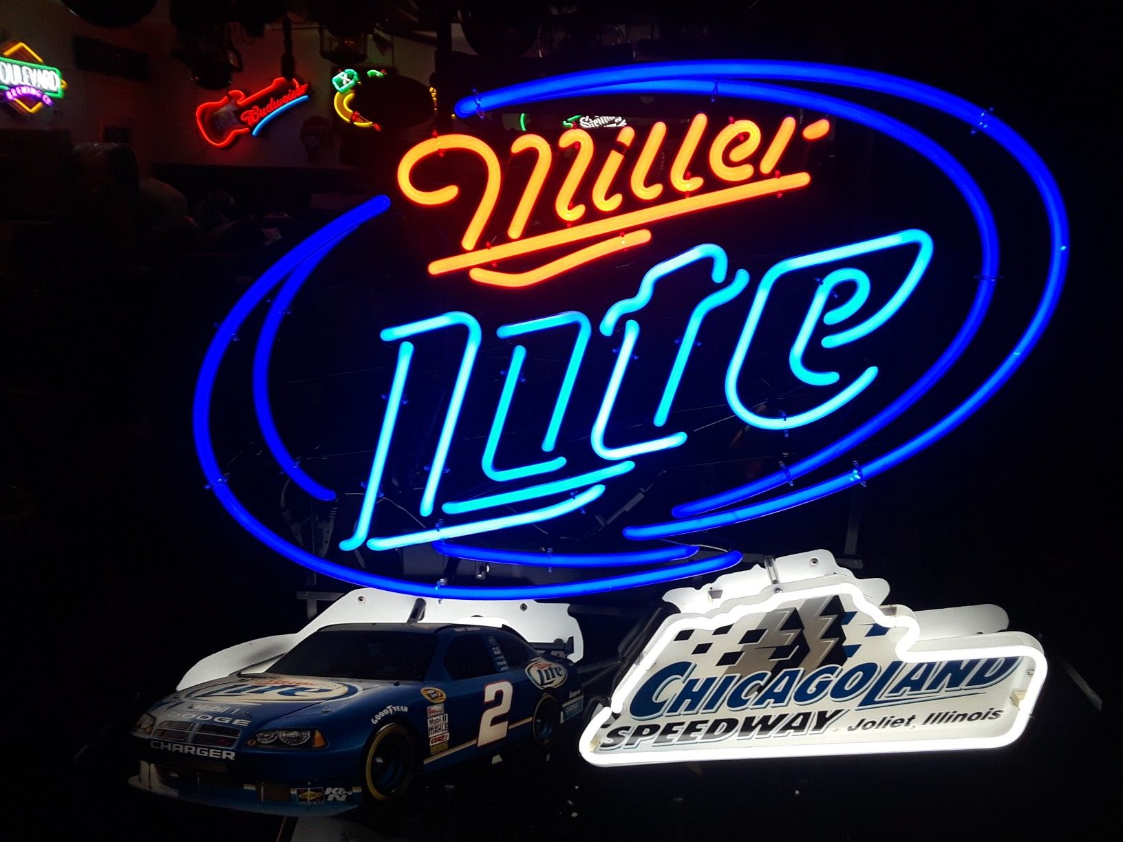 Miller Kurt Busch NASCAR neon beer sign