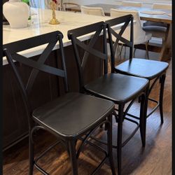 3 Black Barstools 
