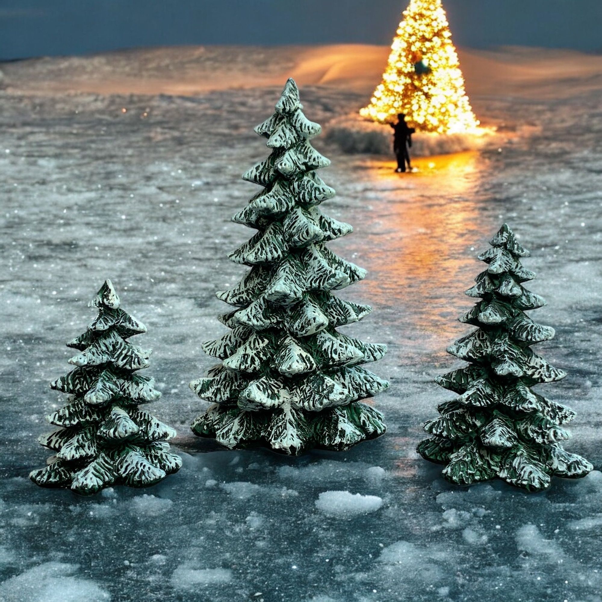 Dept 56 Village Evergreen Trees Christmas Village Accessory from 1991