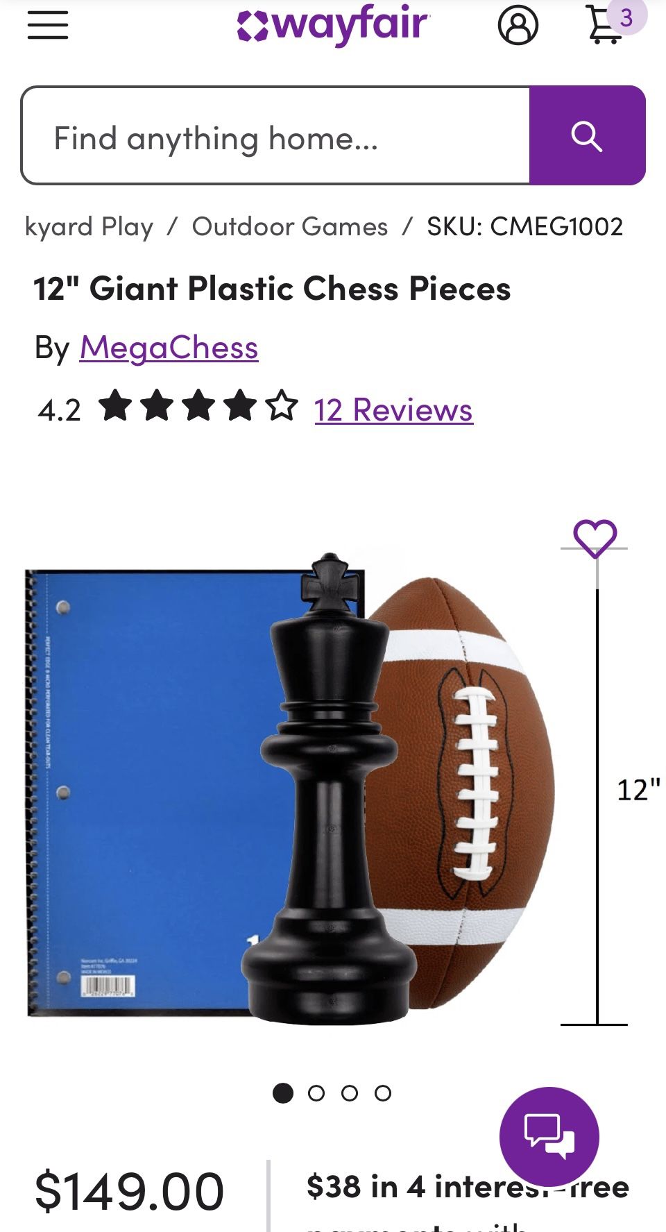 12” Chess Game Set