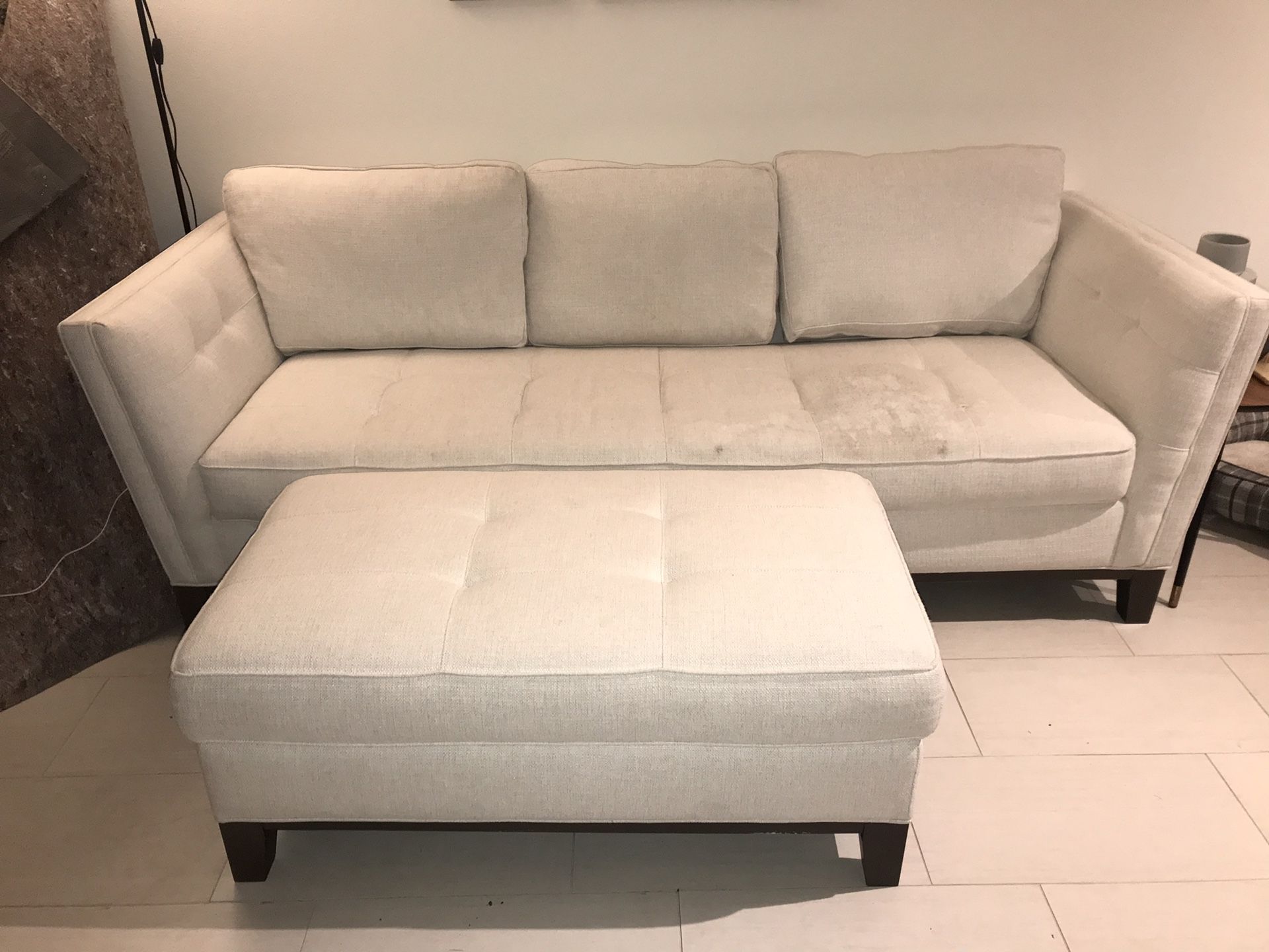 White fabric sofa
