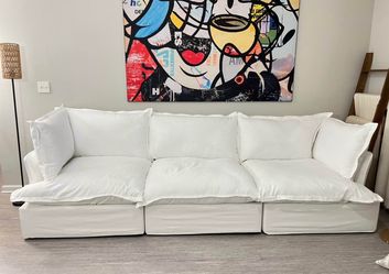 NEW Deluxe Cloud 3-Seater Compact Modular Couch Sectional / White  Sofa