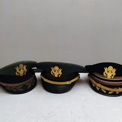 3 US vintage MILITARY OFFICER CAP