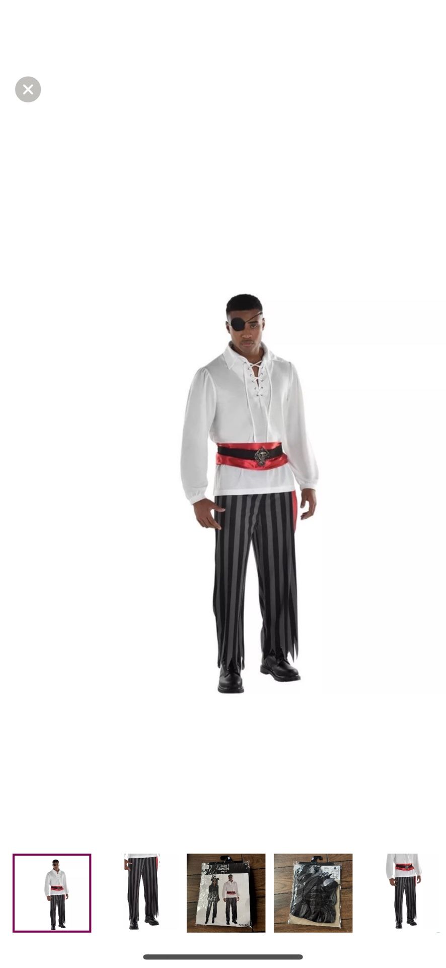 Adult Jagged-Hem Pirate Pants, Black/ Grey Striped, One Size