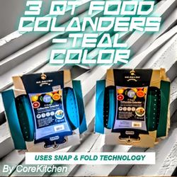 2 Teal Colanders With Expandable Technology 