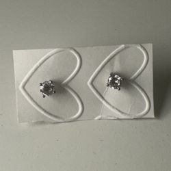 4mm Cubic Zirconia Sterling Silver Earrings