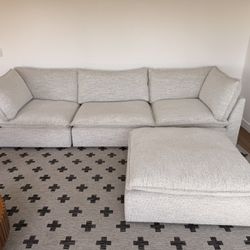 Three Piece Sectional Sofa With Rolling Ottoman 