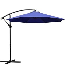 Sunnyglade 10Ft Outdoor Adjustable Offset Cantilever Hanging Patio Umbrella (Navy Blue)