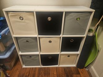 White storage shelf 9 box organizer