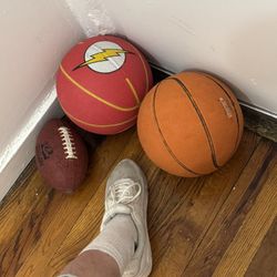 Used 2 Basketballs & 1 Small Mini Football 