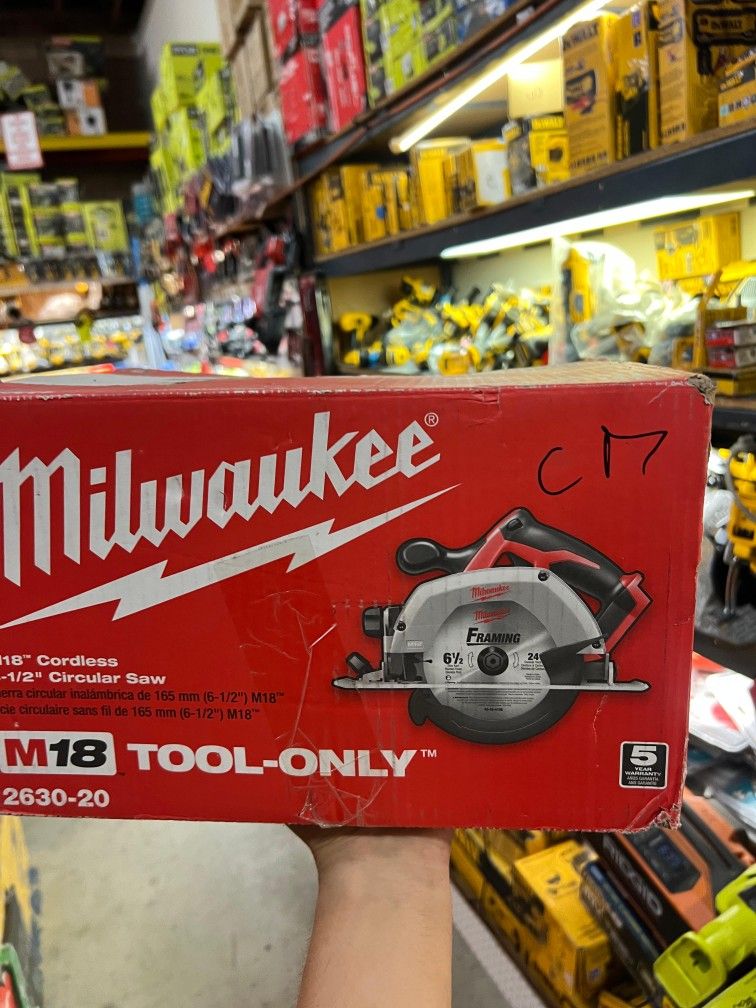 MILWAUKEE M18 CORDLESS CIRCULAR SAW 6-1/2" IN. $119