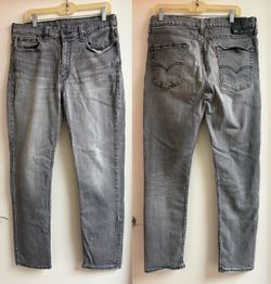 Levi’s 514 Slim Straight Gray Jeans 36x34 Mens Acid Wash Dark Grey Denim Pants